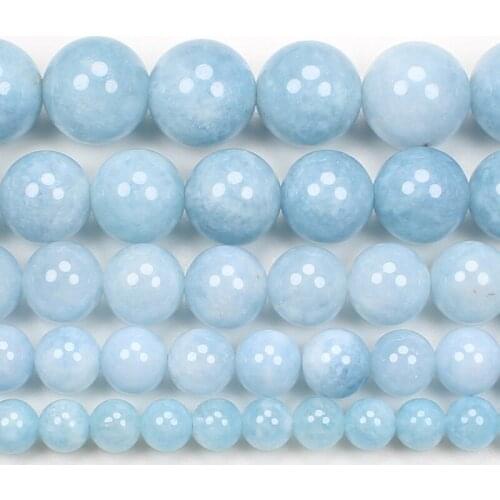 Blue Aquamarine Jades 6-14mm Round beads 15inch ,Wholesale For DIY Jewellery Free Shipping