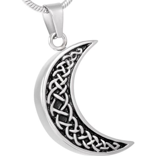 IJD8226 Vintage 3D Rope Moon Cremation Urn Necklace Charm Memorial Fashion Jewelry in Factory Price