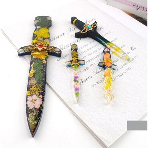 Dagger Crystal Epoxy Resin Mold Sword Cutter Knife Pendant Silicone Mould DIY Crafts Jewelry Casting Tools F3MD
