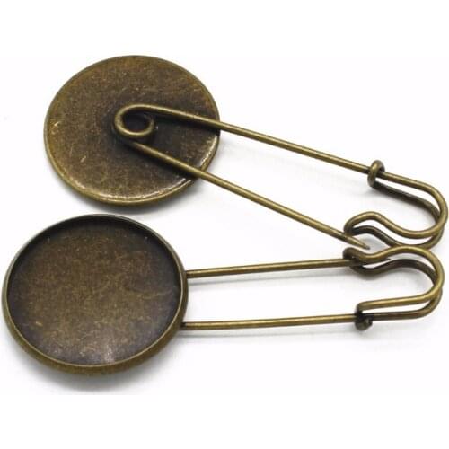 10 PCS 20mm Round Cabochon Base Antique Bronze Plated Copper Brooch Settings For Jewelry Making