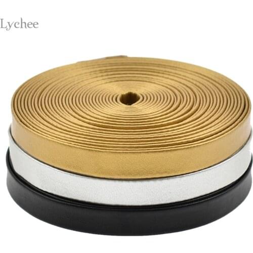 Lychee Life 5m Solid Color PU Leather Ribbon DIY Handmade Chocker Necklace Material Apparel Sewing Crafts Accessories