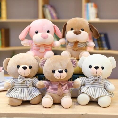Cute Plush Toy Striped Bear Doll Pink Pig Plush Toy Tie Dog Children 2021 New Birthday Gift Doll Wholesale