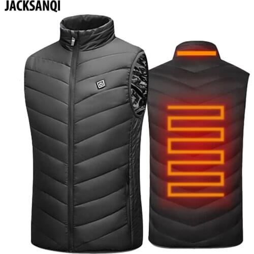 JACKSANQI Mens Hiking USB Heating Vest Winter Electrical Outdoor Sports Windbreaker Carbon Fiber Waistcoat Thermal Vests RA359