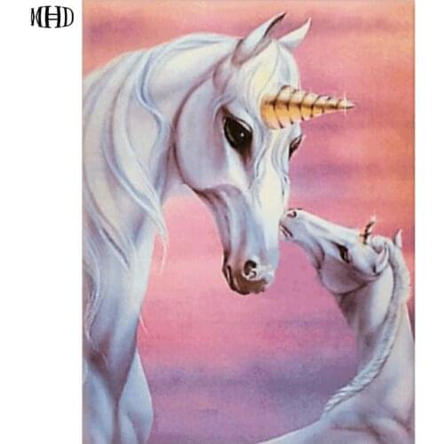 MHD DIY full square/round Diamond Painting Cross Stitch Kits Big unicorn and baby Mosaic Diamond Embroidery Patterns Rhinestones