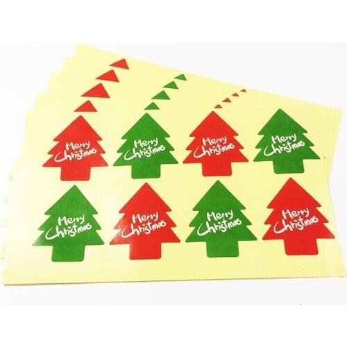 Free shipping 800pcs Red green Christmas tree shape sealing sticker Label Sticker New Year Gifts