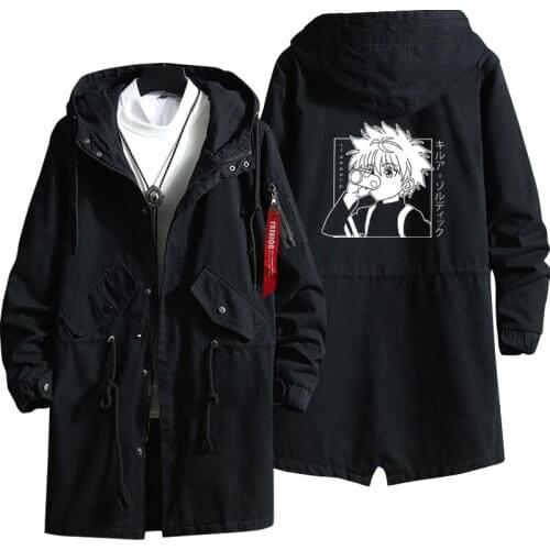 New HUNTER×HUNTER Killua Zoldyck Hoodie Anime Trench Coat Men Fashion Fall Winter Cotton Zipper Overcoat Jacket