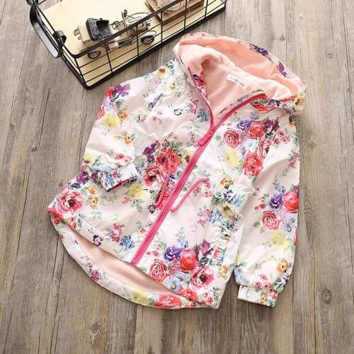 New Girls Spring Autumn Coat Children Hooded Windproof Rainproof Plus Fleece Jacket Kids 4 -8 Years High Quality Outwear Clothe