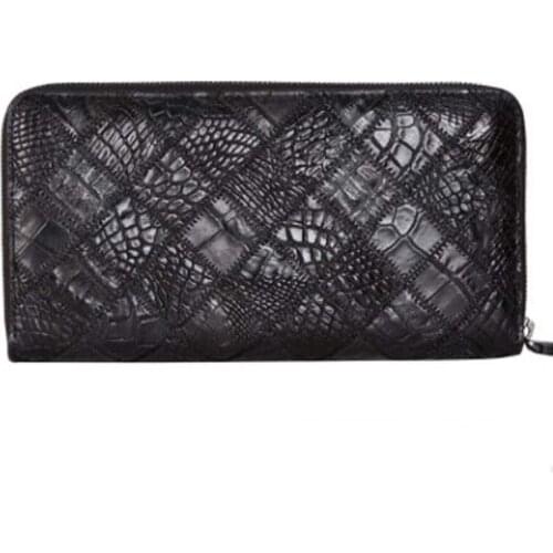 LINSHE new crocodile handbags Ling, Mens The wallet Genuine leather Hand caught long zipper leisure men Hand bag