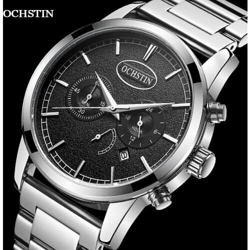 OCHSTIN 2021 Top Brand Luxury Fashion Business Mens Quartz Watches Multi-function Alloy Calendar Waterproof Chronograph Watches