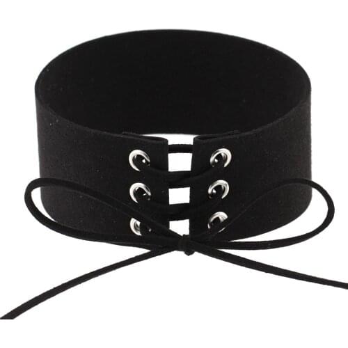ZIMNO Goth Erotic Bondage Bundled Laser Leather Collar Sexy Choker Flannel Women Necklaces Neck Strap Clavicle Gothic Jewelry