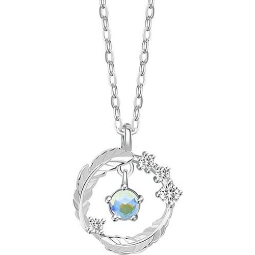 Necklace Feather Female 2021 Popular Glazed Stone Necklace Simple Fashion Pendant NeckLaces Free Shipping