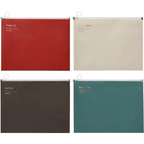 4 Pieces Reusable A4 Test Paper Folder with Zipper Envelope Folder Waterproof Randomed Color for Student Office School