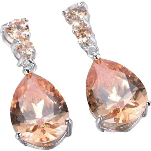 Qianraq Water Droplets Zircon Earrings Multicolor Pendant Earrings Wild Dangle Earrings For Women Female Lady Gift Party Jewerly