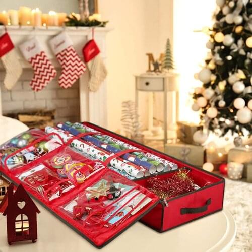 Christmas Gifts Wrapping Paper Storage Bag Rolls And Ribbon Holder Heavy Duty Tear Proof Christmas Gift Storage Organizer #LR2