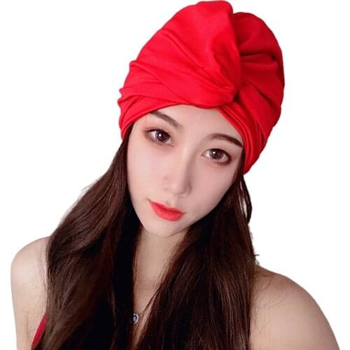 2021 Solid Color Comfortable Swimming Cap Summer New Female Long Hair Can Wear Elastic Big Adult Ear Protection Swimming Cap