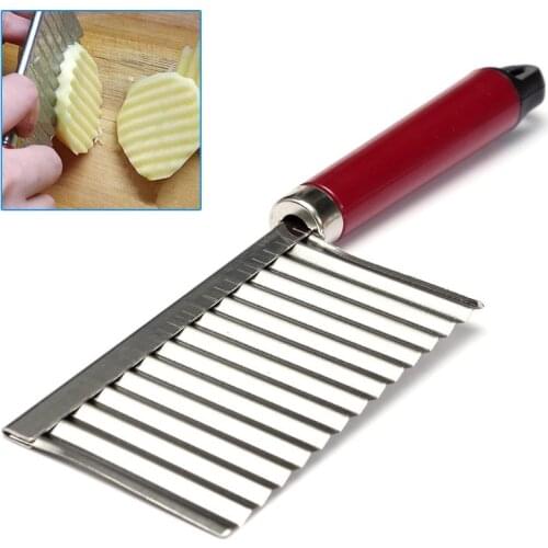 Stainless Steel Potato Chip Slicer Dough Vegetable Fruit Crinkle Wavy Slicer Knife Potato Cutter Chopper French Fry Maker