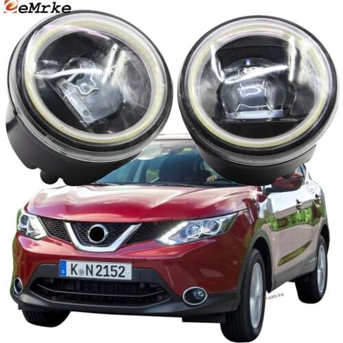 LED Fog Light Cut-Line Lens for Nissan Qashqai J11 Dualis 2014 2015 2016 2017 Led Angel Eye DRL Daytime Running Lights Front