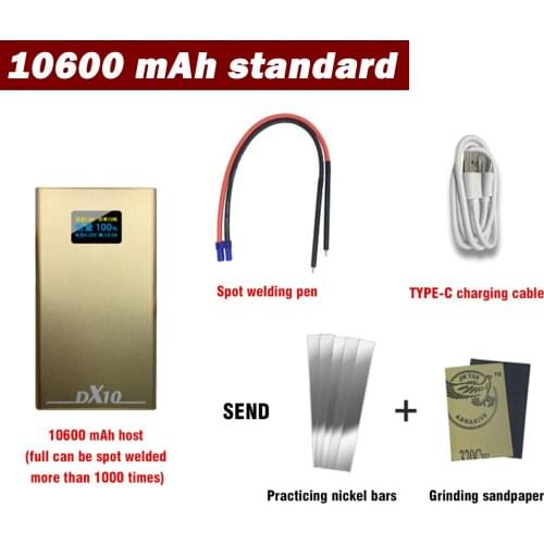 10600mah DX10 Handheld Spot Welder Machine 6*300A Mos 8 Awg Spot Pens For 18650 0.2mm Nickel Sheets type-c Charge 4.2v Gold