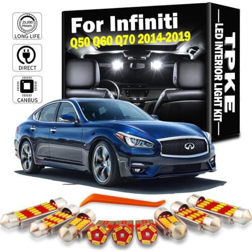 TPKE 12X LED White Lights Interior Package Kit For 2014-2019 Infiniti Q50 Q60 Q70 Dome Map Dome Trunk License Plate Light