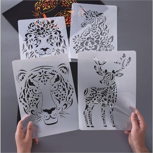 A4 29 * 21cm Many creative animal DIY stencil wall painting scrapbook coloring photo album decorative paper card template