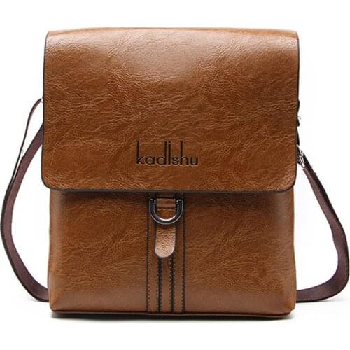 Vintage Leather Messenger Bag for Men Single Shoulder Handbags Flap Small Briefcase with Adjustable Strap