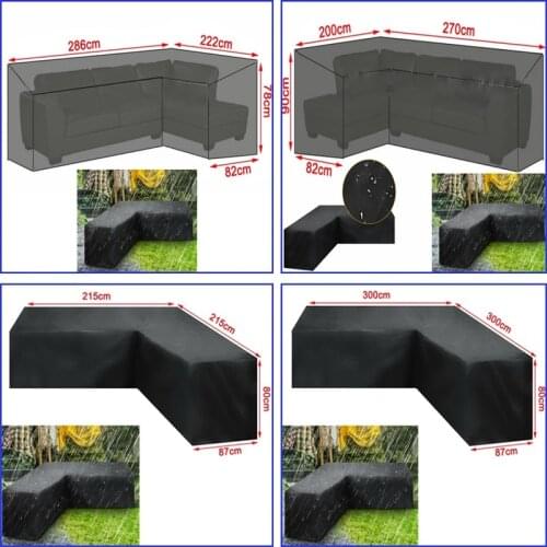 5 Size Waterproof L Shape Furniture Cover Outdoor Garden Patio Rattan Sofa Dustproof V Shaped Mold Resistant Cover