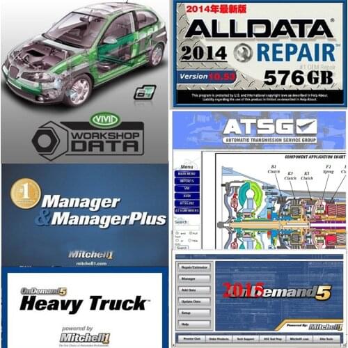 High quality Alldata V10.53 & OD5 auto repair software all data mi..ll 2015 atsg elsawin 1tb hdd usb3.0 in English for car/truck