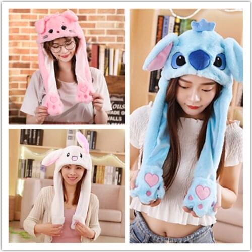 Funny Hat Women Men Kids Lighting Hat Cute Rabbit Ears Plush Ears Can Move Cap Children Shine Winter Warm Party Hat