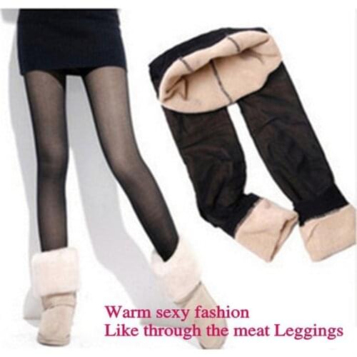150-162 cm Women Pants 2019 New Keep Warm Winter Fashion False Through The Meat Plus Thick Women Leggings Girls Leggings