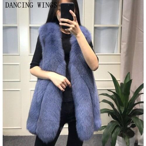 Real Fox Fur Vest Women Genuine Fur Vest Winter Ladies Gilet Thick Sleeveless Jacket Waistcoat Natural Real Fox Fur Vest Female