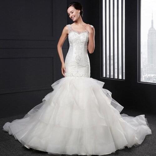 Q-008 wedding dress 2020 summer white satin gothic mermaid backless beaded tulle beach robe prom dresses real price pretty