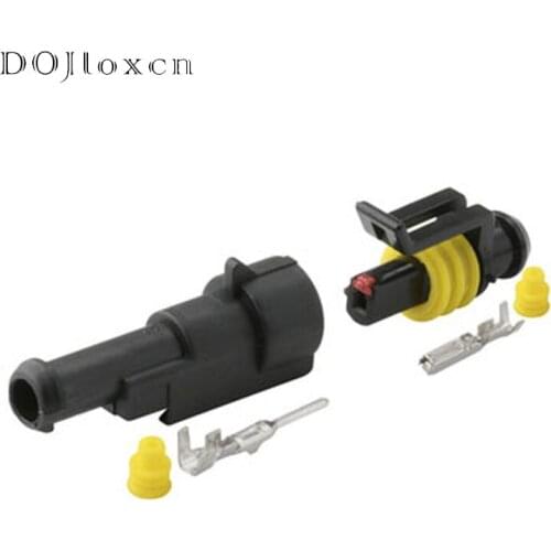 10 Sets Kit 1 Pin Auto Sealed Male Female Black Connector AMP Plug High Quality 282079-1 282103-1