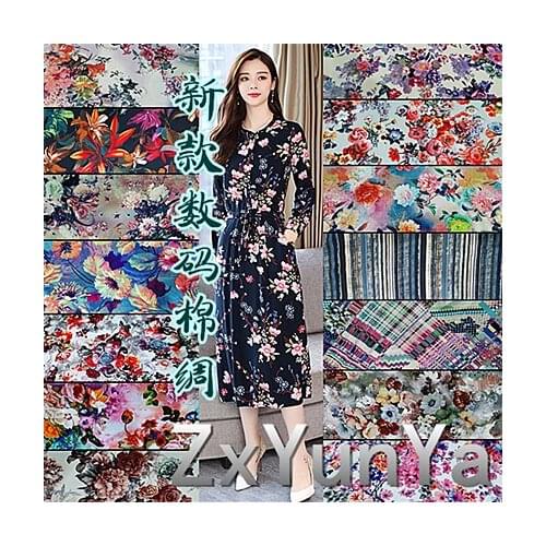 1m New Style Beautiful Digital Printing Artificial Cotton Silk Cloth Fabric Pajamas Gymnastic Clothing Rayon