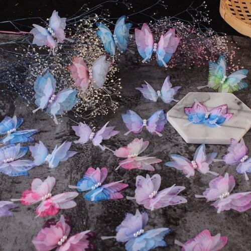 4 Layers Tulle Butterfly For DIY Hair Accessories Hairpin Making Simulation Gauze Butterfly Ornaments Wedding Dress Decoration