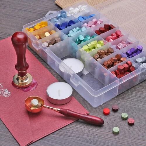 100/200/380/600/760PCS Vintage Octagonal Sealing Wax Tablet Set with Spoon Sealing Stamp for DIY Scrapbooking Wedding Decorative
