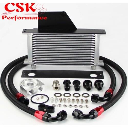 19 Row AN10 Racing Engine Oil Cooler Kit Fits For 01-05 Subaru Impreza WRX/STi Silver/Black
