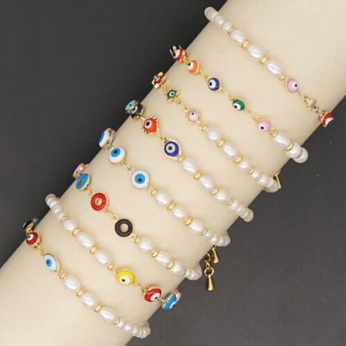 2021 Creative Retro Ethnic Style Multicolor Eye Beads Natural Pearl Charm Bracelet for Women Jewelry Pulseras Femme