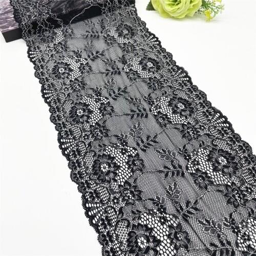 3y/lot 21.50cm Stretch Lace Trims Black White For Clothing Accessories Dress Sewing Applique Costume Lace Fabrics Bra Lingerie