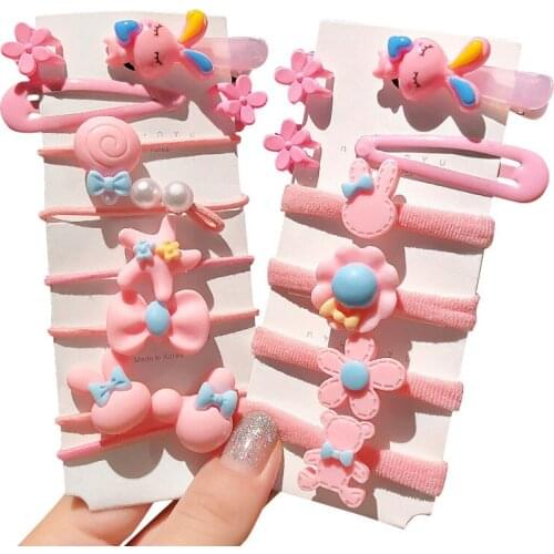 50Pcs Toddler Baby Girls Hair Band Ring Ties Elastic Rope Cute Cartoon Bunny Flower Hairband Women Ponytail Holder