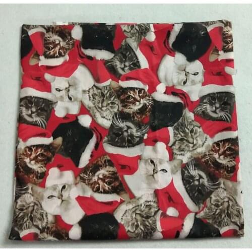 50x70cm Vivid Christams Cats Printed Cotton Fabric Animal Fabric Patchwork Cloth Dress Home Decor