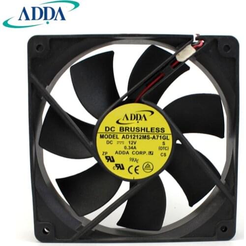 ADDA 1 AD1212MS-A71GL 1225 12025 12CM 120MM 12V DC 0. 34A mute chassis fan