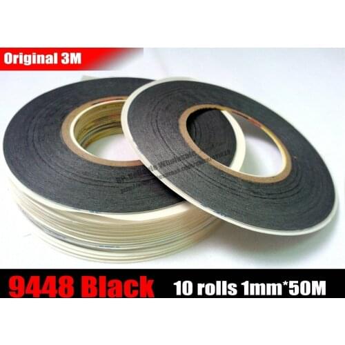 Promotion! 10 Rolls (1mm*50M) Very Thin 3M9448 Black Dobule Glue Tape for Cellphone Tablet Touch Screen Panel LCD Edge Bond