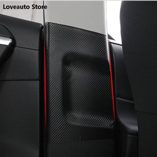 Car B Pillar Anti-kick Protective Mat Seat Belt Pad Cover Leather Decoration Strip for Toyota RAV4 RAV-4 2019 2020 2021