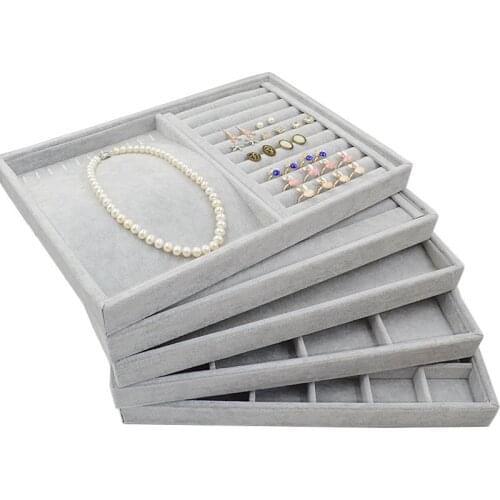 Velvet ring earrings display tray tray tray fashion jewelry cufflink organizer holder under case case shows ring earrings jewel