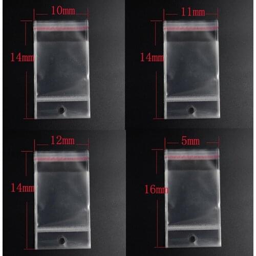 Free shipping 100Picecs Storage Bags Clear Self Adhesive Seal Plastic Packaging Bag Resealable OPP Poly Packaging With Hole