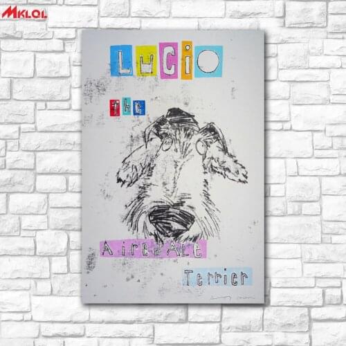 Large Wall Art, dog ,Restaurant study Bedroom Decor Wall oil Painting Print Nice wall picture for living room no frame colour 3