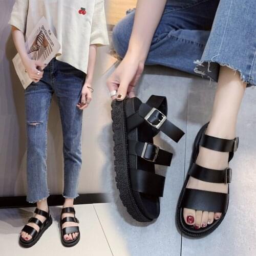 NAUSK 2021 NEW Summer Shoes Woman Flat Platform Sandals Women Soft Leather Casual Open Toe Gladiator Wedges Women Shoes