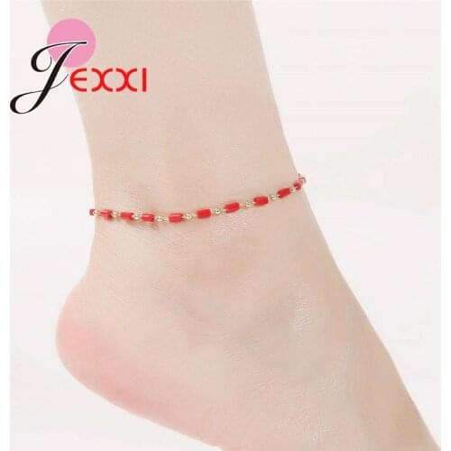 New Arrival Women Fashion Colorful Ankle Chains For Sale Big Promotion 925 Sterling Silver Best Gifts For Birthday Party