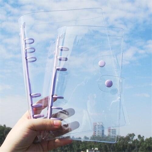 Macaron Color 6 Hole Loose-Leaf Notebook Cover PVC Agenda Notebook Bullet Cover Binder Clip Office Planner Korean Stationery