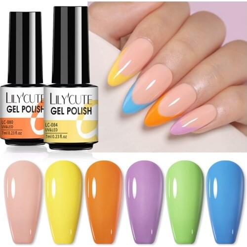 LILYCUTE Nail Gel Polish Manicure Semi Permanent Soak Off Nail Art Gel UV LED Gel Base Top Coat Gel Summer Serise Varnish Polish